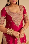 Shop_Sheetal Batra_Fuchsia Chanderi , Organza Embroidery, Zari Alina Kurta Sharara Set 