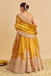 Shop_Sheetal Batra_Mustard Silk, Tissue Embroidery, Zari, Sequins, Stones, Aashina Lehenga Set _at_Aza_Fashions