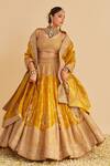 Buy_Sheetal Batra_Mustard Silk, Tissue Embroidery, Zari, Sequins, Stones, Aashina Lehenga Set _Online_at_Aza_Fashions