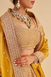 Buy_Sheetal Batra_Mustard Silk, Tissue Embroidery, Zari, Sequins, Stones, Aashina Lehenga Set 