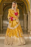 Sheetal Batra_Mustard Silk, Tissue Embroidery, Zari, Sequins, Stones, Aashina Lehenga Set _Online