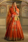 Sheetal Batra Orange , Organza Embroidery, Zari, Sequins Naazila Lehenga Blouse Set Online at Aza Fashions Sheetal Batra_Orange , Organza Embroidery, Zari, Sequins Naazila Lehenga Blouse Set _Online_at_Aza_Fashions