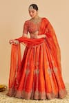 Sheetal Batra Orange , Organza Embroidery, Zari, Sequins Naazila Lehenga Blouse Set at Aza Fashions Sheetal Batra_Orange , Organza Embroidery, Zari, Sequins Naazila Lehenga Blouse Set _at_Aza_Fashions