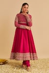 Buy_Sheetal Batra_Fuchsia Organza, Chanderi , Cotton, Embroidery, Noor Anarkali Set _Online_at_Aza_Fashions