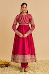 Sheetal Batra_Fuchsia Organza, Chanderi , Cotton, Embroidery, Noor Anarkali Set _at_Aza_Fashions