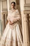 Sheetal Batra_Ivory , Organza Embroidery, Zari, Sequins, Pearls Farah Lehenga Set _Online_at_Aza_Fashions