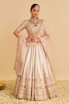 Buy_Sheetal Batra_Ivory , Organza Embroidery, Zari, Sequins, Pearls Farah Lehenga Set _at_Aza_Fashions