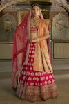 Buy_Sheetal Batra_Pink , Organza Embroidery, Zari V-neck Maira Raw Lehenga Set _at_Aza_Fashions
