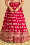 Shop_Sheetal Batra_Pink , Organza Embroidery, Zari V-neck Maira Raw Lehenga Set 