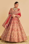 Buy_Sheetal Batra_Red , Organza Embroidery, Zari Sweetheart Sanaa Bridal Lehenga Set _at_Aza_Fashions