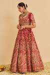 Buy_Sheetal Batra_Red , Organza Embroidery, Zari Sweetheart Sanaa Bridal Lehenga Set 