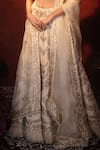 Buy_Archana Kochhar_Ivory Silk, Net Gota Patti, Pearls, Embroidery V-neck Lehenga Set _Online_at_Aza_Fashions