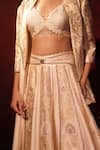 Buy_Archana Kochhar_Ivory Brocade, Silk Gota Patti, Mirrors, Lace Blazer With Kali Lehenga Set 