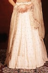 Archana Kochhar_Ivory Silk, Organza Embroidery, Gota Patti, Zari, Ethereal Lucknowi Lehenga Set _at_Aza_Fashions