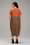 Shop_MATI_1_Brown Cotton Round Neck Striped Midi Dress _at_Aza_Fashions