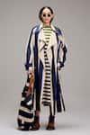 Buy MATI_1 Off White Cotton Embroidery Round Neck, Striped Midi Dress And Longline Jacket Set at Aza Fashions Buy_MATI_1_Off White Cotton Embroidery Round Neck, Striped Midi Dress And Longline Jacket Set _at_Aza_Fashions
