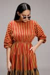 Buy_MATI_1_Brown Cotton Boat Neck Striped Tiered Midi Dress _Online_at_Aza_Fashions