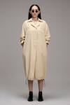 Buy_MATI_1_Off White Cotton Collared, V-neck Midi Dress _at_Aza_Fashions