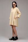 Buy_MATI_1_Off White Cotton V-neck, Collared Short Dress _Online_at_Aza_Fashions