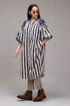 Buy_MATI_1_Off White Cotton Collared, , Split Striped Tunic And Pant Set _Online_at_Aza_Fashions