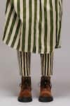 Buy_MATI_1_Green Cotton Split V-neck, Collared Striped Tunic And Pant Set _Online_at_Aza_Fashions
