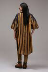 Shop_MATI_1_Brown Cotton V-neck, Collared Striped Tunic And Pant Set  _at_Aza_Fashions
