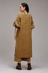Shop_MATI_1_Brown Cotton Embroidery High Neck Striped Jester Motif Tunic  _at_Aza_Fashions