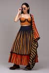Buy MATI_1 Multi Color Cotton Striped Pleated Tiered Long Skirt at Aza Fashions Buy_MATI_1_Multi Color Cotton Striped Pleated Tiered Long Skirt _at_Aza_Fashions