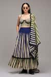 Buy MATI_1 Off White Cotton Striped Tiered Long Skirt at Aza Fashions Buy_MATI_1_Off White Cotton Striped Tiered Long Skirt _at_Aza_Fashions