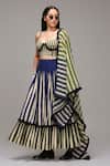 Shop MATI_1 Off White Cotton Striped Tiered Long Skirt Online at Aza Fashions Shop_MATI_1_Off White Cotton Striped Tiered Long Skirt _Online_at_Aza_Fashions