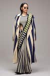 Buy MATI_1 Off White Cotton Fringe Striped Saree Online at Aza Fashions Buy_MATI_1_Off White Cotton Fringe Striped Saree _Online_at_Aza_Fashions