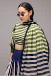 Shop_MATI_1_Green Cotton Round Neck Striped Puffed Sleeve Crop Top Skirt Set _Online_at_Aza_Fashions