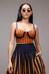 Buy_MATI_1_Brown Cotton Fringe Sweetheart Neck Striped Corset And Skirt Set _Online_at_Aza_Fashions