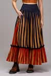 Buy MATI_1 Brown Cotton Fringe, Ruffles Sweetheart Neck Striped Corset And Skirt Set Online at Aza Fashions Buy_MATI_1_Brown Cotton Fringe, Ruffles Sweetheart Neck Striped Corset And Skirt Set _Online_at_Aza_Fashions