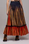 Buy MATI_1 Brown Cotton Round Neck Striped Cut-out Bodysuit And Pleated Skirt Set Online at Aza Fashions Buy_MATI_1_Brown Cotton Round Neck Striped Cut-out Bodysuit And Pleated Skirt Set _Online_at_Aza_Fashions