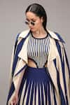 MATI_1_Off White Cotton Embroidery Round Neck, Collared Striped Jacket Skirt Set _Online_at_Aza_Fashions