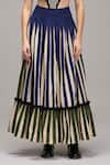 Buy_MATI_1_Off White Cotton Embroidery Round Neck, Collared Striped Jacket Skirt Set _Online_at_Aza_Fashions