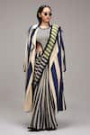 Buy MATI_1 Off White Cotton High Neck Striped Bodysuit And Saree Set at Aza Fashions Buy_MATI_1_Off White Cotton High Neck Striped Bodysuit And Saree Set _at_Aza_Fashions