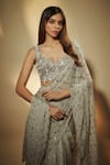 Vana Ethnics Gray Chinon Mirrors, Sequins Sweetheart Neck And Embroidered Saree With Blouse Online at Aza Fashions Vana Ethnics_Gray Chinon Mirrors, Sequins Sweetheart Neck And Embroidered Saree With Blouse _Online_at_Aza_Fashions