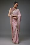 Buy_Vana Ethnics_Blush Chinon Mirrors, Sequins And Embroidered Saree _at_Aza_Fashions