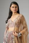 Buy Vana Ethnics Beige Lurex, Chinon Sequins V-neck Printed Tiered Lehenga Set Online at Aza Fashions Buy_Vana Ethnics_Beige Lurex, Chinon Sequins V-neck Printed Tiered Lehenga Set _Online_at_Aza_Fashions