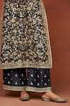 Sue Mue_Charcoal , Organza Embroidery, Beads, Taaj Floral Raw Kurta Set _Online_at_Aza_Fashions