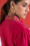 TA’Assur Fuchsia Wool Embroidery Mandarin Collar Rupsi Floral Jacket Online at Aza Fashions TA’Assur_Fuchsia Wool Embroidery Mandarin Collar Rupsi Floral Jacket _Online_at_Aza_Fashions