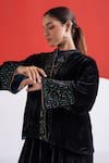 Shop_TA’Assur_Black Wool Sequins Round Neck Mastani Velvet Embellished Jacket _Online_at_Aza_Fashions