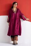 Shop_TA’Assur_Pink Embroidery, Sequins V-neck Gul Placement Phiran Kurta 