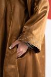 Shop_TA’Assur_Brown Sequins, Beads V-neck Gulnaaz Embroidered Phiran Kurta _Online_at_Aza_Fashions