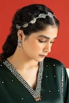 TA’Assur_Green Sequins, Embroidery V-neck Gulnaaz Mirror Phiran Kurta _at_Aza_Fashions