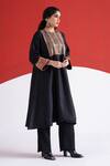 Buy_TA’Assur_Black Wool Sequins, Embroidery Round Neck Soophiya Embellished Phiran Kurta _at_Aza_Fashions