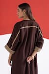 Shop_TA’Assur_Brown Wool Embroidery, Zari, Beads V-neck Roha Phiran Kurta _at_Aza_Fashions