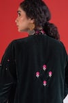 Buy TA’Assur Green Velvet, Silk Embroidery, Sequins V-neck Rosy Phiran Kurta Buy_TA’Assur_Green Velvet, Silk Embroidery, Sequins V-neck Rosy Phiran Kurta